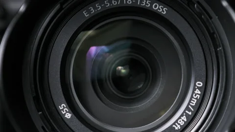 The Camera Lens Rotates, Lights Reflecting Off Glass, Robotic Camera Movement Stock-Footage 171316619
