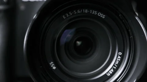 The Camera Lens Rotates, Lights Reflecting Off Glass, Robotic Camera Movement Stock-Footage 171408278
