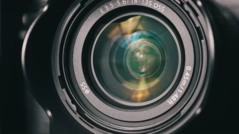 The Camera Lens Rotates, Lights Reflecting Off Glass, Robotic Camera Movement Stock-Footage 171453606