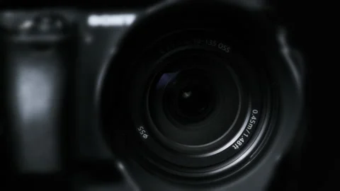 The Camera Lens Rotates, Lights Reflecting Off Glass, Robotic Camera Movement Stock-Footage 171453778
