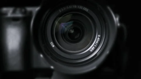 The Camera Lens Rotates, Lights Reflecting Off Glass, Robotic Camera Movement Stock-Footage 171453875
