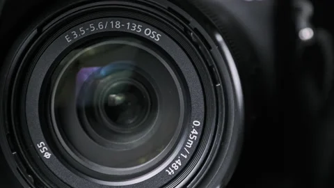 The Camera Lens Rotates, Lights Reflecting Off Glass, Robotic Camera Movement Stock-Footage 171540165
