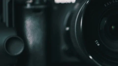 The Camera Lens Rotates, Lights Reflecting Off Glass, Robotic Camera Movement Stock-Footage 171544061