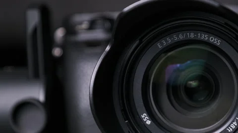 The Camera Lens Rotates, Lights Reflecting Off Glass, Robotic Camera Movement Stock-Footage 171544145