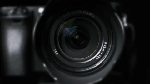 The Camera Lens Rotates, Lights Reflecting Off Glass, Robotic Camera Movement Stock-Footage 171569965