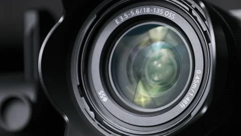 The Camera Lens Rotates, Lights Reflecting Off Glass, Robotic Camera Movement Stock-Footage 171570323