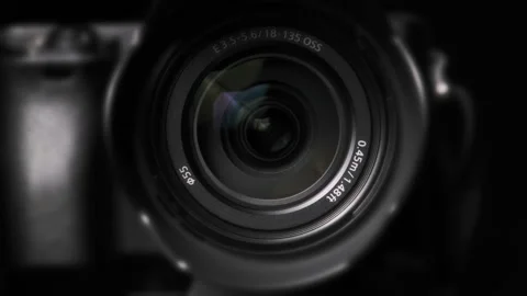 The Camera Lens Rotates, Lights Reflecting Off Glass, Robotic Camera Movement Stock-Footage 171618805