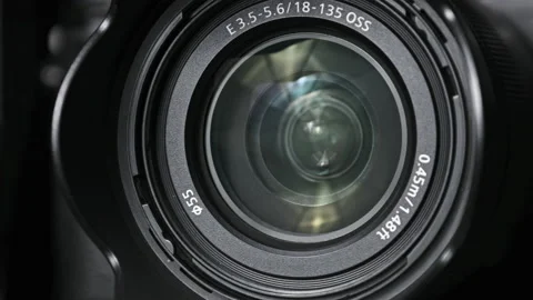 The Camera Lens Rotates, Lights Reflecting Off Glass, Robotic Camera Movement Stock-Footage 171639567