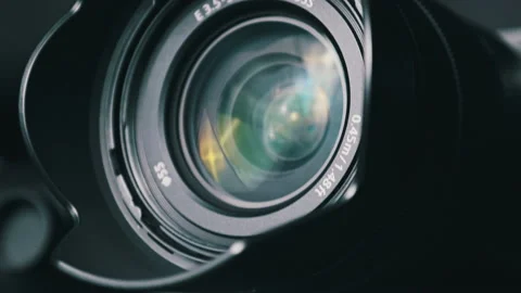 The Camera Lens Rotates, Lights Reflecting Off Glass, Robotic Camera Movement Stock-Footage 171687926
