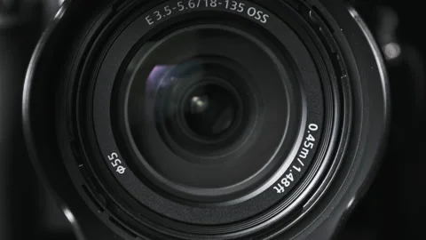 The Camera Lens Rotates, Lights Reflecting Off Glass, Robotic Camera Movement Stock-Footage 171688143