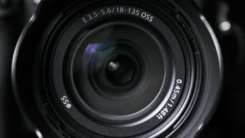 The Camera Lens Rotates, Lights Reflecting Off Glass, Robotic Camera Movement Stock-Footage 171688330