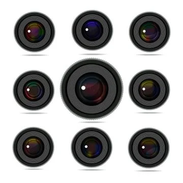 Camera lens set Stock Illustration