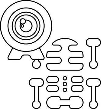 A camera lens is shown with a skull and bones in the background Stock Illustration