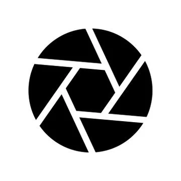 Camera lens shutter black color icon . Illustrazione stock