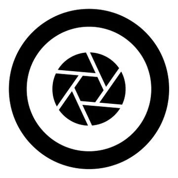 Camera lens shutter icon black color in circle Stock Illustration