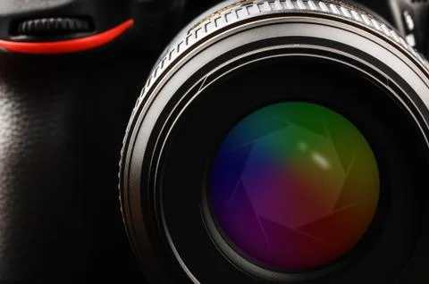 Camera lens with shutter Stock Photos