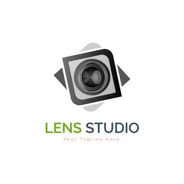 Camera lens studio photography logo design template Stock Illustration