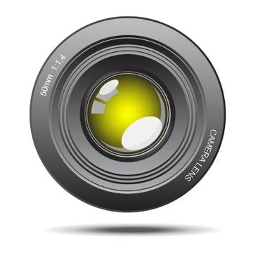 Camera lens yellow glass with reflection illustration Stock Illustration