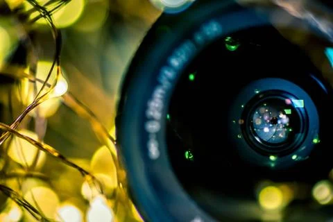 Camera lense with led light Stock Photos