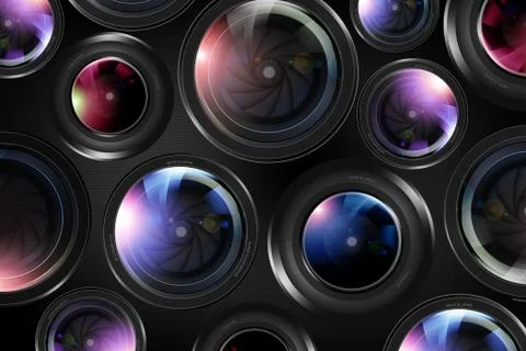 Camera lenses background illustration Stock Illustration