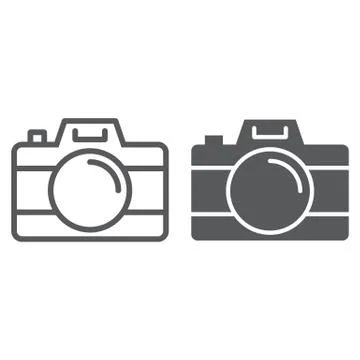 Camera line and glyph icon, travel and tourism, photo sign vector graphics, a Stock Illustration