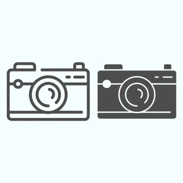 Camera line and solid icon. Device to record photo vector illustration isolated 스톡 일러스트
