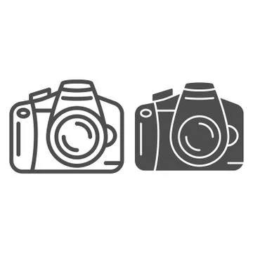 Camera line and solid icon, photography equipment concept, Tourist camera sign Illustrazione stock