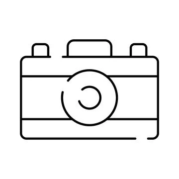 Camera line art icon symbolizing photography technology 스톡 일러스트