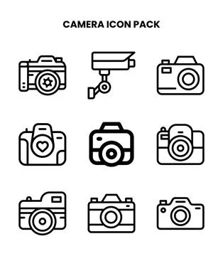 Camera Line Design Icons Pack Stock Illustration