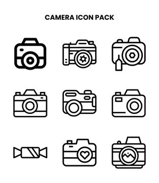 Camera Line Design Icons Pack Stock Illustration