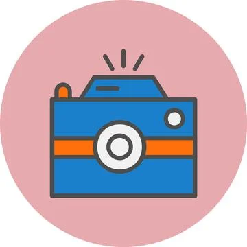 Camera Line Filled Circle Icon Stock Illustration