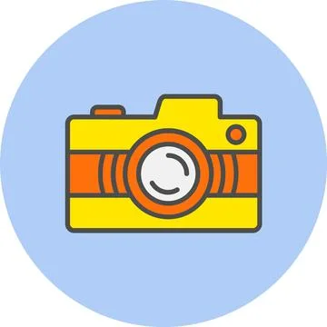 Camera Line Filled Circle Icon Stock Illustration