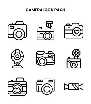Camera Line Graphics Icons Pack Stock Illustration