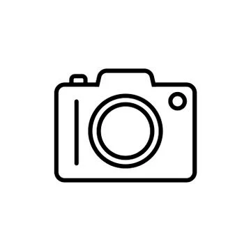 Camera line icon in flat style on white Illustrazione stock