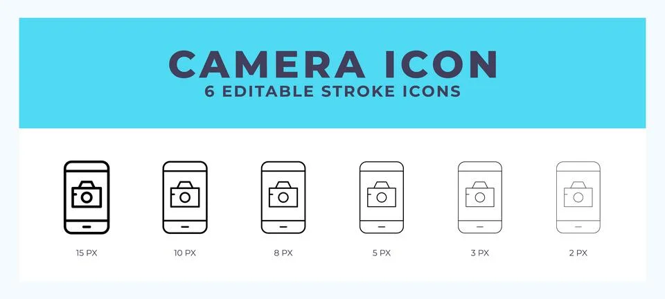 Camera line icon illustrations with editable strokes. Stock Illustration