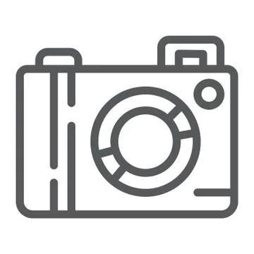 Camera line icon, lens and photo, photocamera sign, vector graphics, a linear Stock Illustration