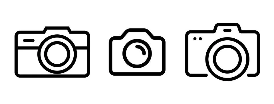 Camera line icon stroke vector photo outline logo. Photography pictogram camera 스톡 일러스트
