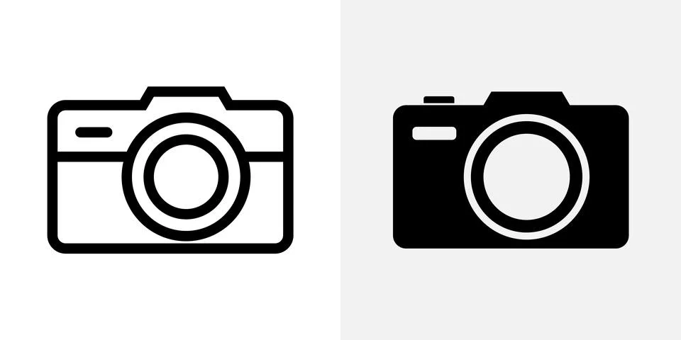 Camera line icon stroke vector photo outline logo. Photography pictogram camera Stock Illustration
