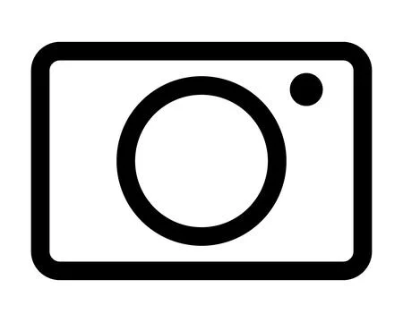 Camera line icon symbol, vector black and white silhouette shape illustration Stock Illustration