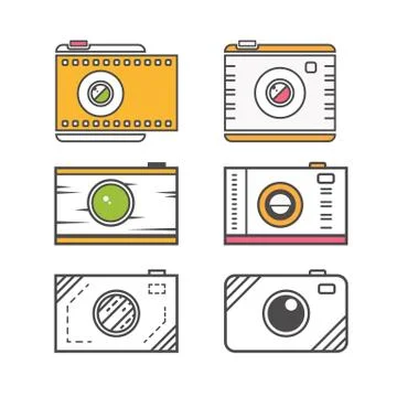 Camera line icons Stock Illustration