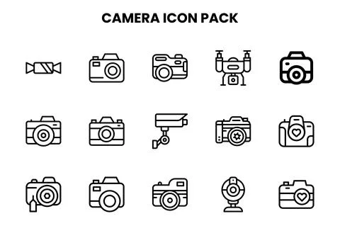 Camera Line Icons Pack Stock Illustration