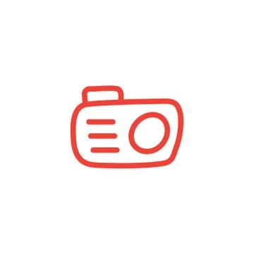 Camera Line Red Icon On White Background. Red Flat Style Vector Illustration. Stock Illustration