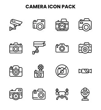 Camera Line Vector Icons Pack Stock Illustration