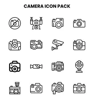 Camera Line Vector Icons Pack Ilustración de archivo