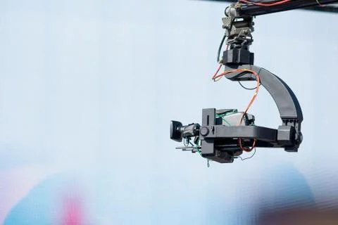Camera live stream on crane, outside, summer Stock Photos
