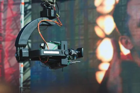 Camera live stream on crane, outside Stock Photos