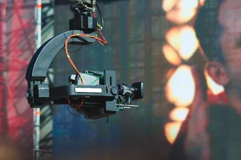 Camera live stream on crane, outside Stock Photos