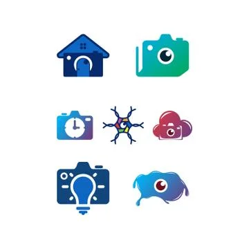 Camera logo design templates vector Set Stock Illustration