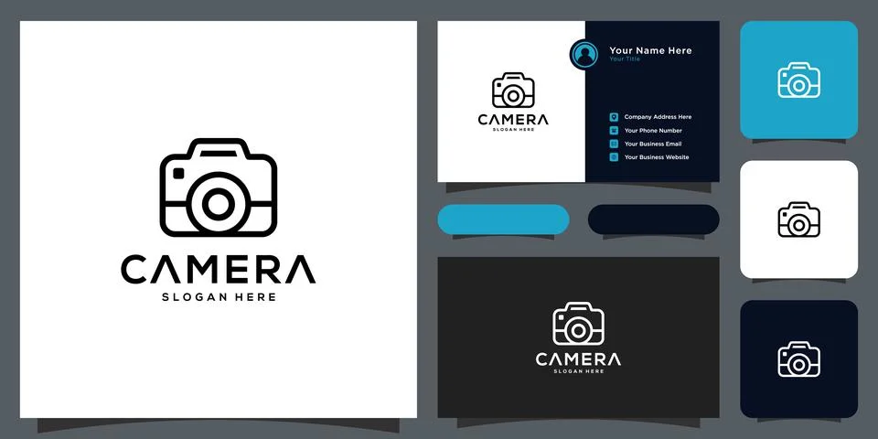 Camera logo design vector and business card Stock Illustration