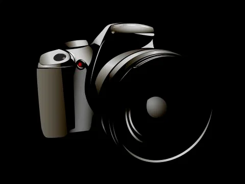 Camera, logo white on a black background Stock Illustration